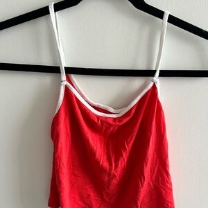 Ardene Red and White Sleeveless Crop Camisole